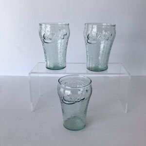 Vintage Set of 3 Mini Coca Cola Retro Classic Coke Drinking Tinted Clear Glass